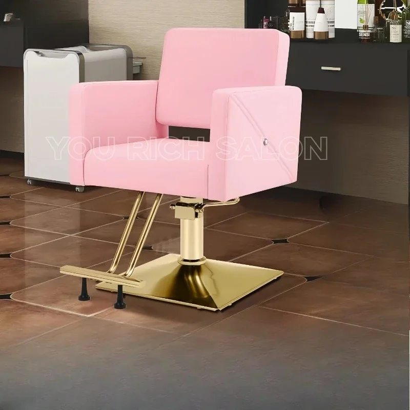 Light Luxury Gold Plated Barber  Metal Hair Chair Premium Barber Shop Chair Salon Internet celebrity Barber