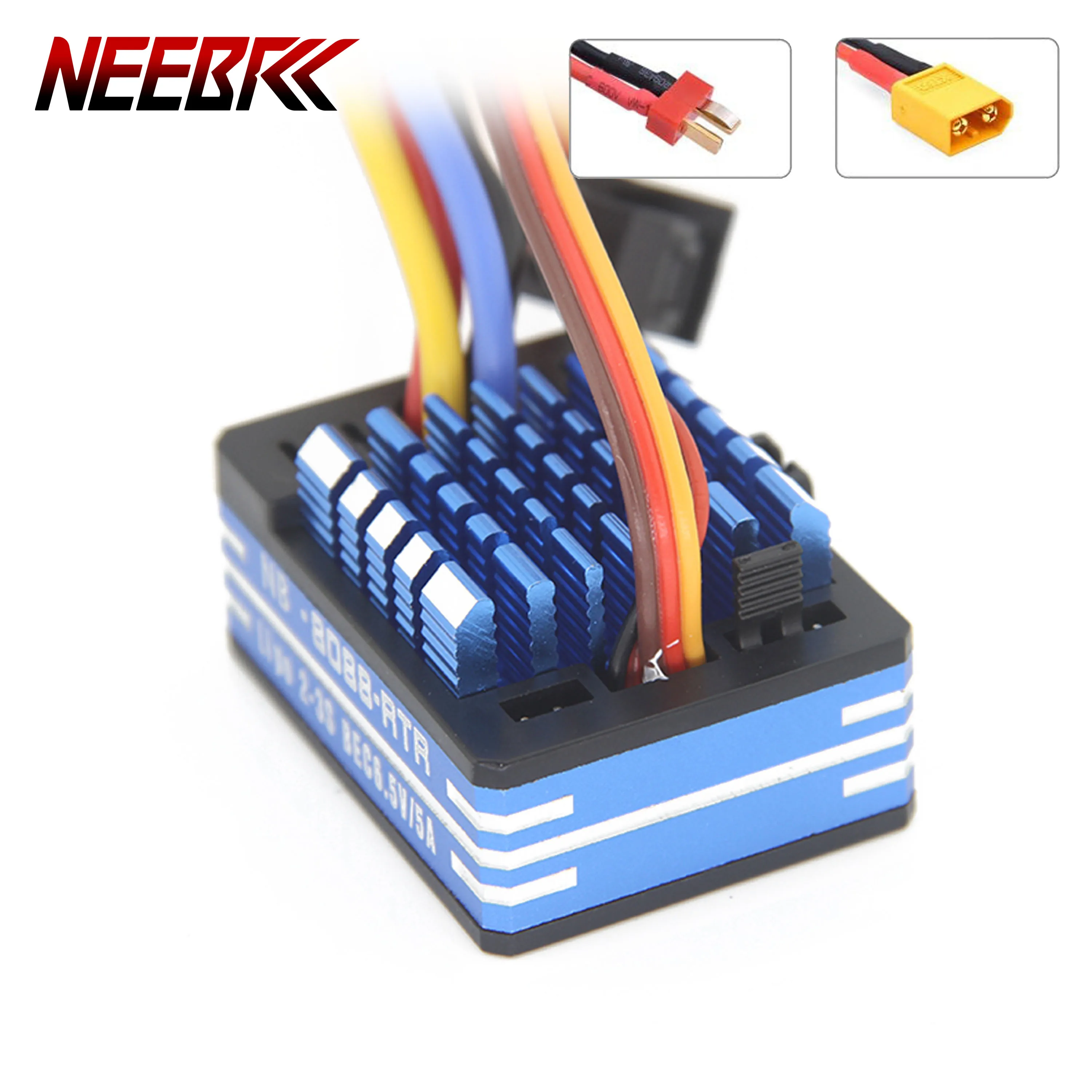 NEEBRC 60A 메탈 브러시드 ESC 방수 2-3S BEC 6.5V/5A 속도 조절기 540 550 750 모터 RC 차량 보트 탱크 자동차 부품용