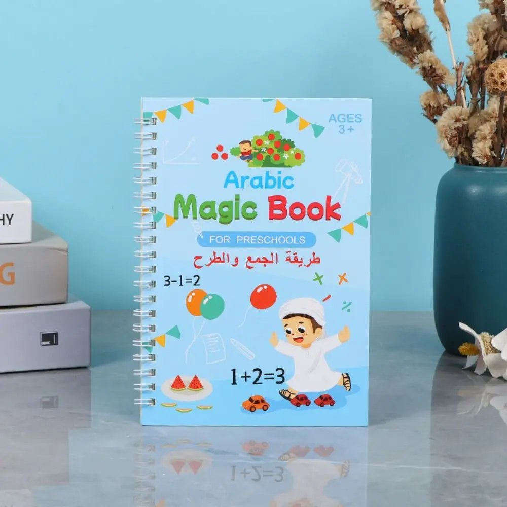 3D Arabic Calligraphy Book Handwriting Reusable Groove Magic Practice Copybook With Pen Writing Exercise Book Kindergarten