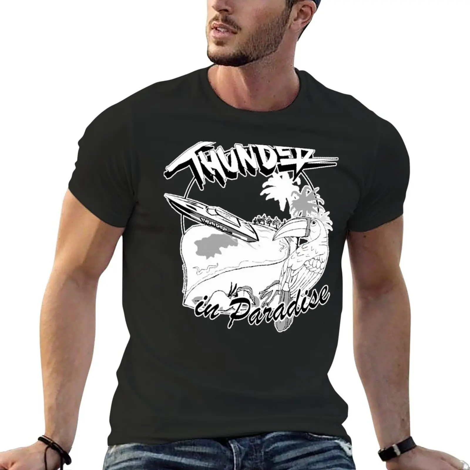 New Thunder in Paradise kaus esensial kaus keringat atasan kaus grafis ukuran besar Kaus katun pria