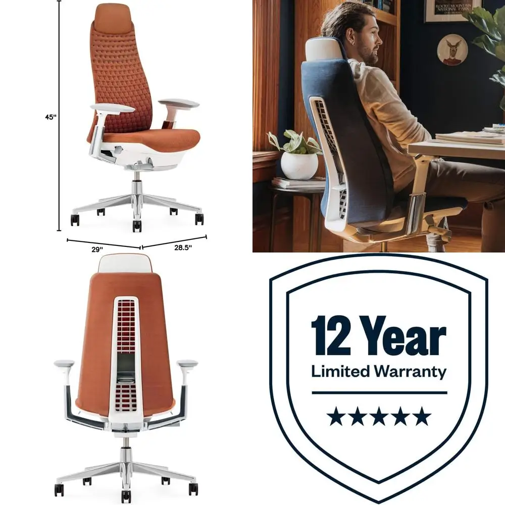 

Ergonomic Executive Office Chair - Stylish Desk Chair with Digital Knit Upholstery and Adjustable Lumbar Support