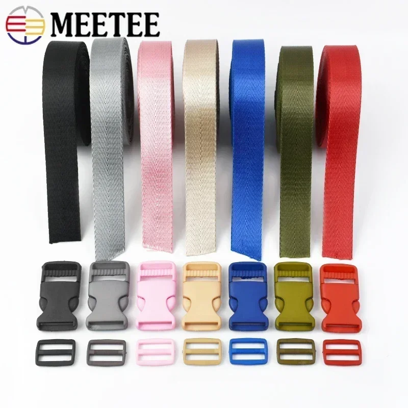 1/2/4/10Sets 20/25mm Plastic Release Buckle+Tri-Glide Sliders Clasp+Nylon Webbing Band Bag Strap Connector Buckles DIY Accessory