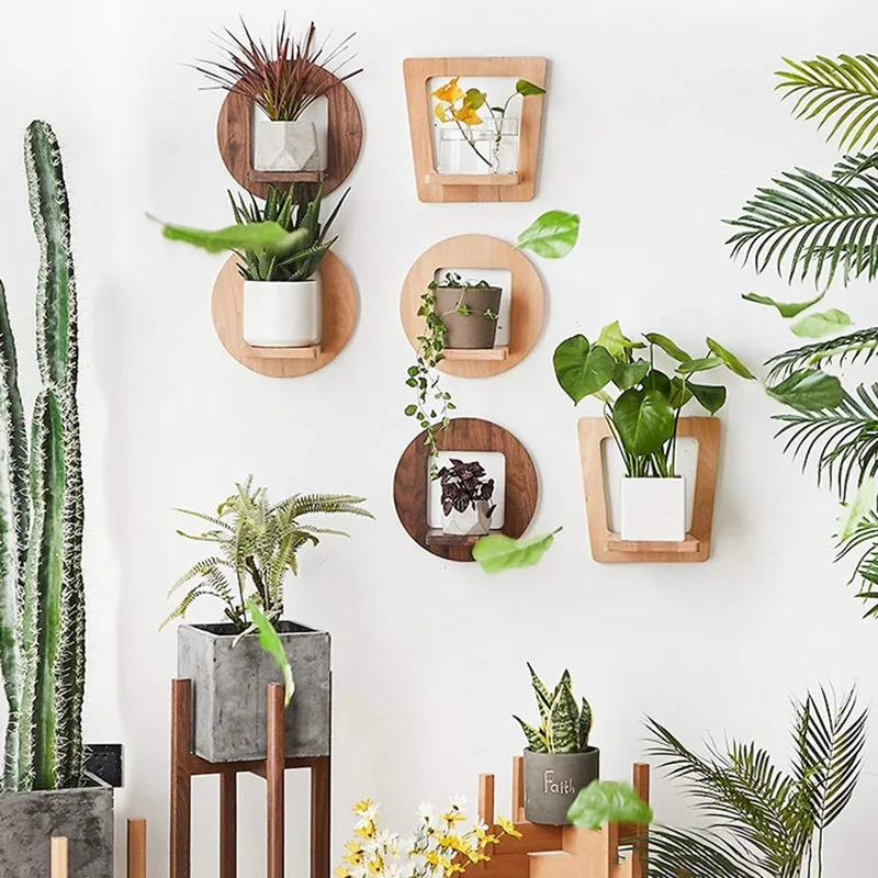 

Solid wood wall hanging flower flower pot wall shelf living room pot balcony hanging orchid plant stand