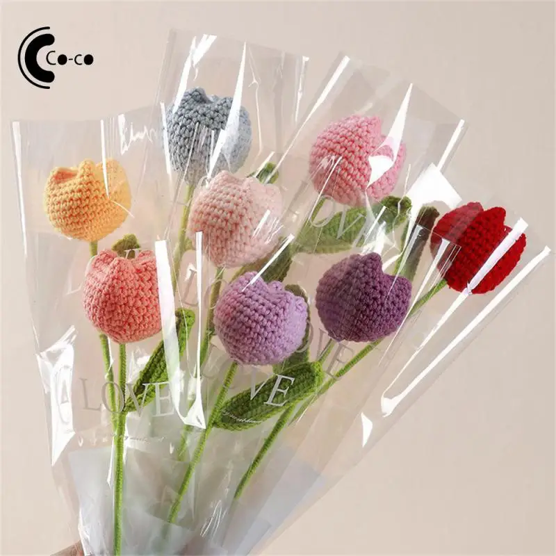 Crochet Floral Bouquets Multipurpose Beautiful Simulation Decoration Knitting Bouquet Not Easy To Fade Hand-knitted Fake Flowers