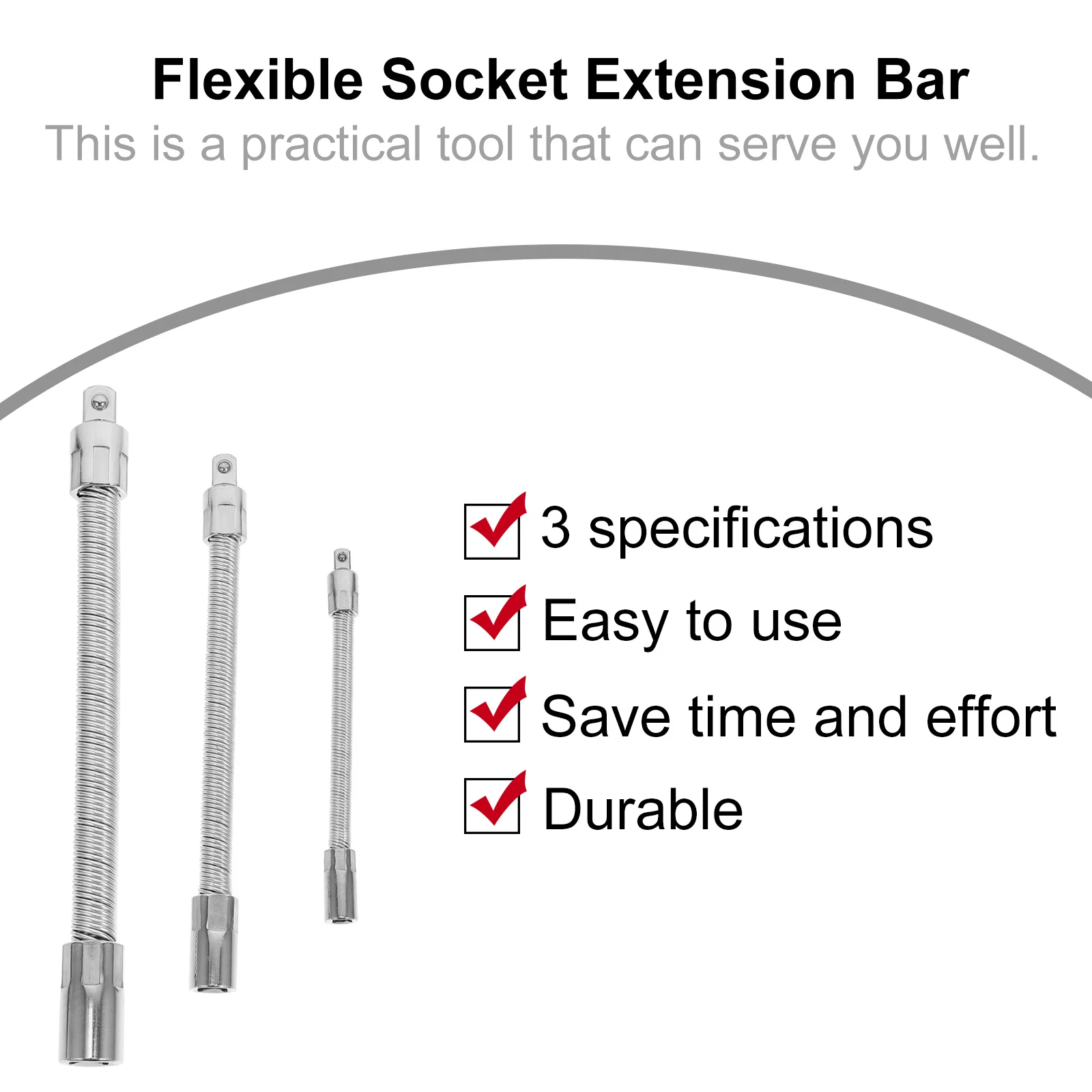 

3Pcs Flexible Socket Extension Bar Steel Flexible Wrench Extension Tool Car Repair Helper Socket Ratchets Wrench Ratchets