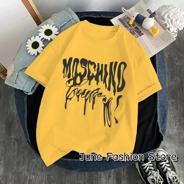 2024 New Summer Women Cotton T-Shirt Fashion Brand Clothing Girls Luxury Letter Graphic Tops Tees Female Casual Streetwear