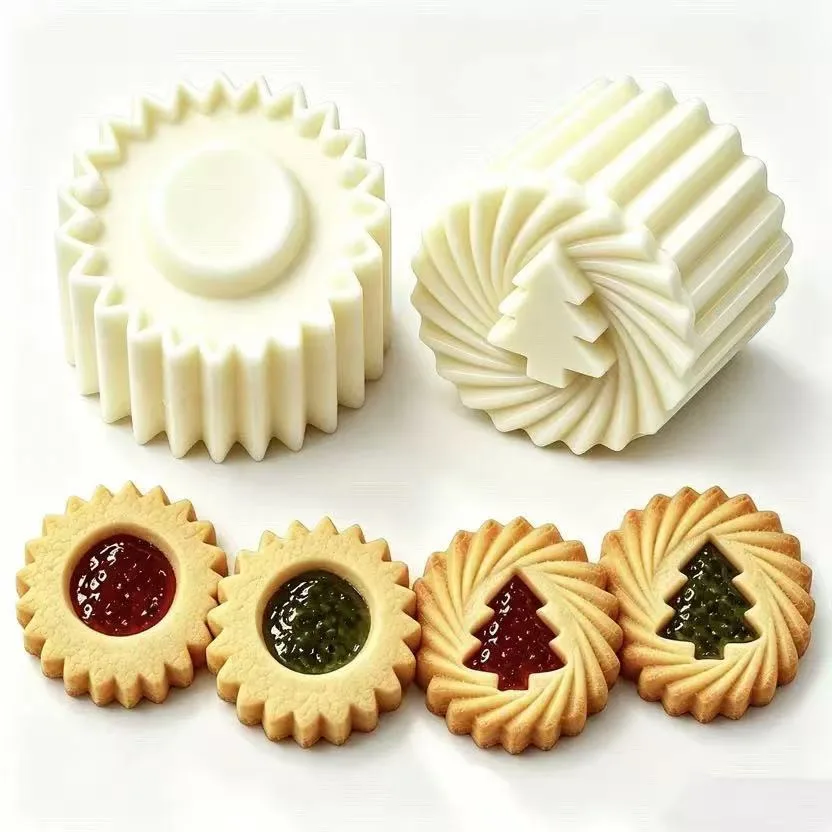 Christmas Tree Separable Pastry Mold Sunflower Pattern Round Hand Pressed Moon Cake Double Headed Pastry Mold