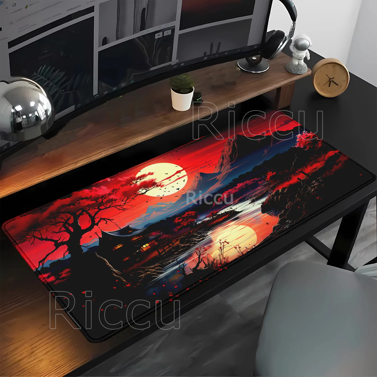 Red and black art landscapes sunset large Mouse Pad anti-slip Durablet offices accessories Mousepad keyboard HD Printing Desk Ma