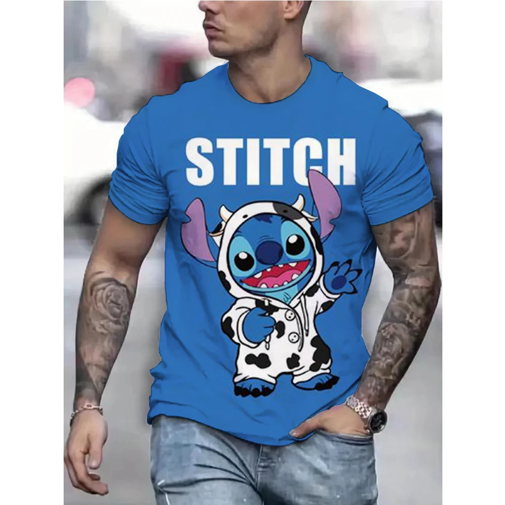 الترفيه ليلو وستيتش تي شيرت الرجال النساء Crewneck النقي ثلاثية الأبعاد الطباعة تي شيرت المتعثرة غرزة صورة تي شيرت حجم كبير الملبس