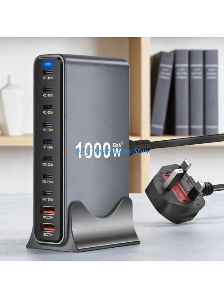 U75B Practical 1000W Charging Hub USB Type C Port Automatic Power Adjustment Simultaneous Charging Head for Various Devices