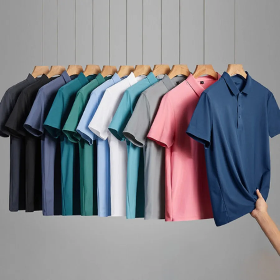 

Men's Ice Silk Seamless Short Sleeve T-Shirt Polo Shirt Casual Basic Thin Streetwear Breathable Lightweight Fashionable