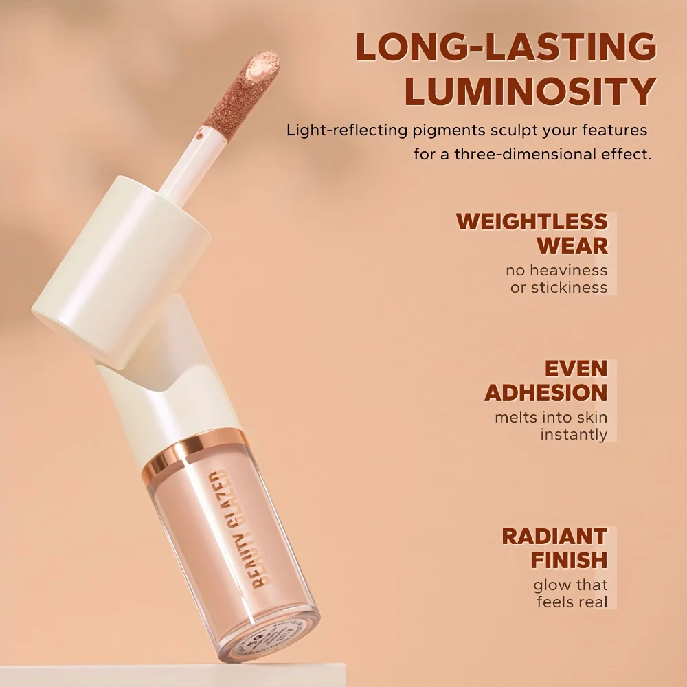 BEAUTY GLAZED 6 Colors Liquid Highlighter,Shimmering Metallic Finish,Waterproof & Sweat-Resistant,Long-Lasting Moisturizing