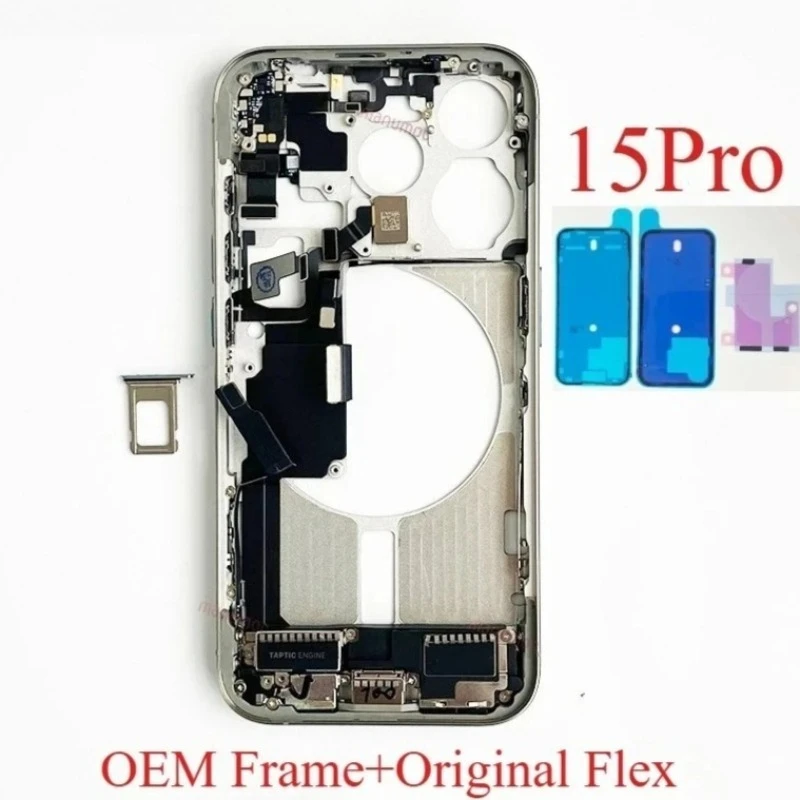 For iPhone 15 Pro Full Housing Middle Frame Bezel With Volume