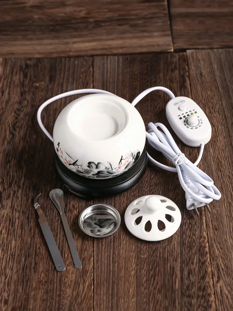 

Электронная печь из сандалового дерева с контролем температуры времени, керамическая печь для ароматерапии, раковина, печь для ароматерапии, эфирное масло