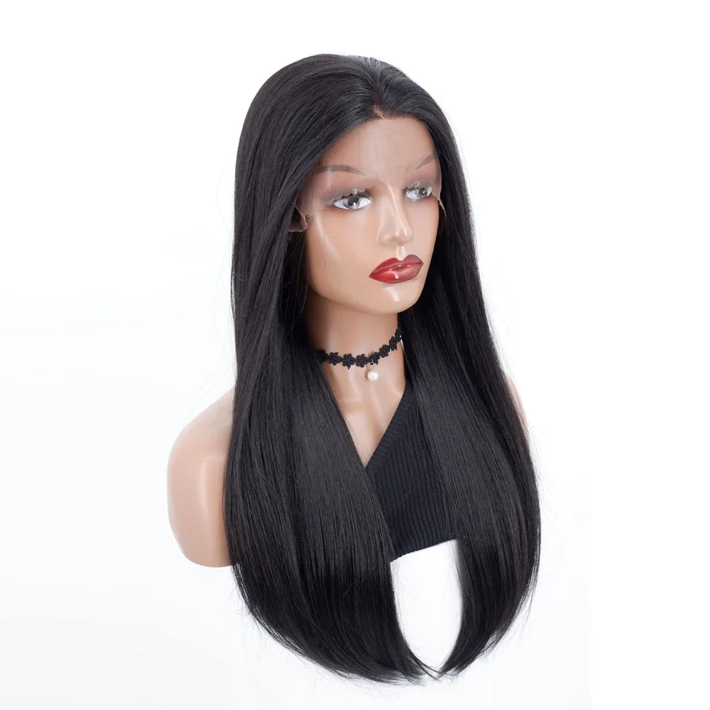 Fashion Ombre Silky Straight 13x1 Lace Front Synthetic Long Straight Wig For Women 24 Inch High Quality Heat Resistant Fiber Wig