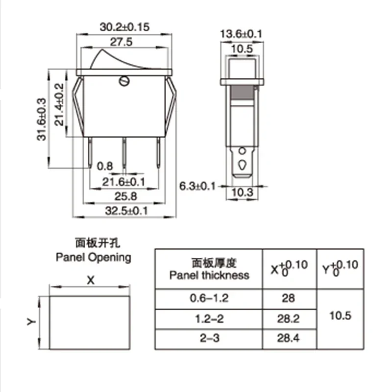 5PCS KCD3  Rocker Switch 15A /20A 125V/250V ON-OFF-ON 3 Position 3 Pin Electrical equipment Power switch black