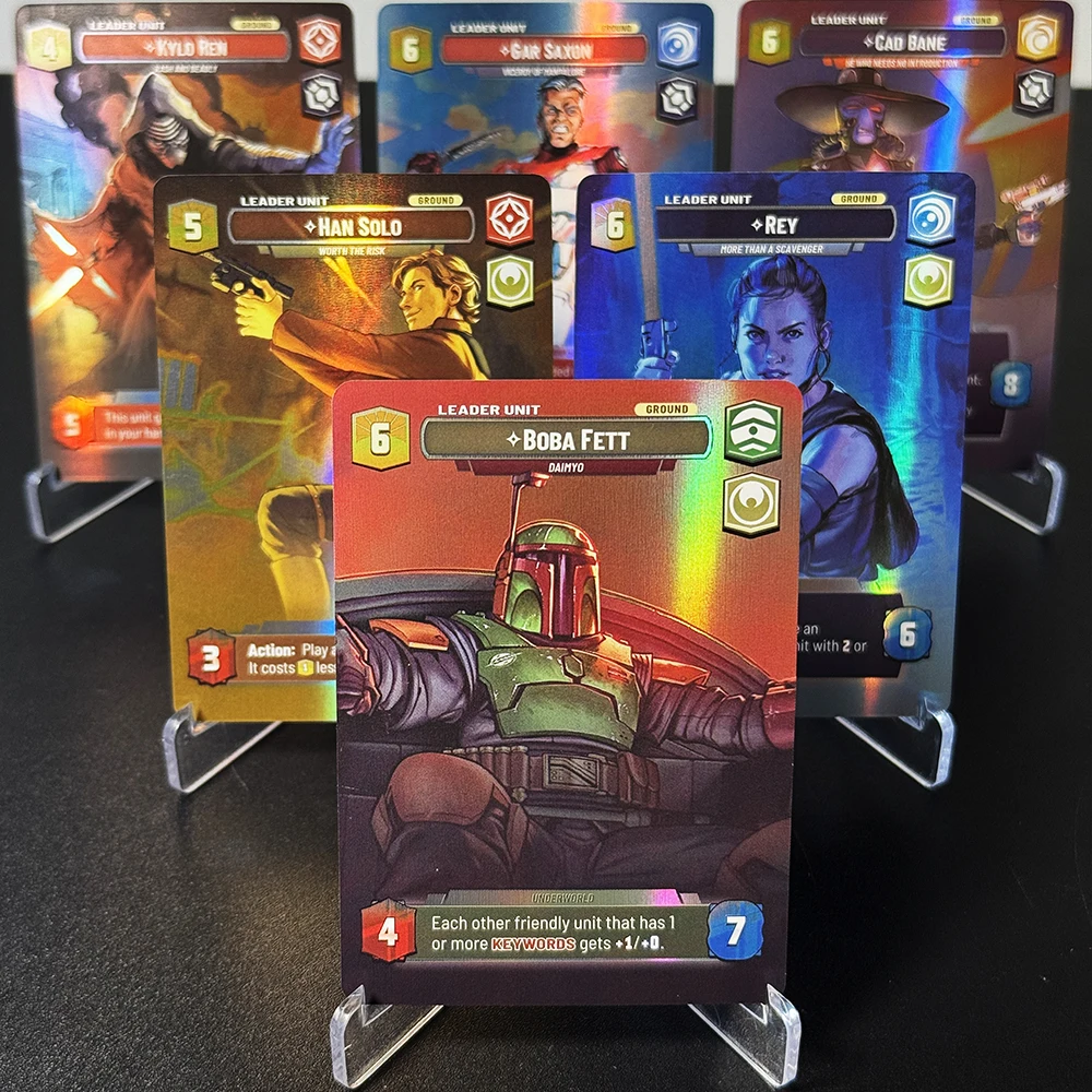 SWUDB Proxy Foil Game Cards Shadows of the Galaxy(SHD) TCG Boba Fett Cad Bane Doctor Aphra Fennec Shand Gar Saxon Kylo Ren Rey