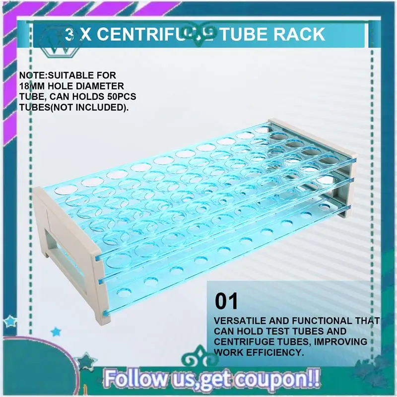 3PCS 18Mm 50-Well Ablage Labor Rohr Racks Reagenzglas Racks Zentrifuge Rohr Racks