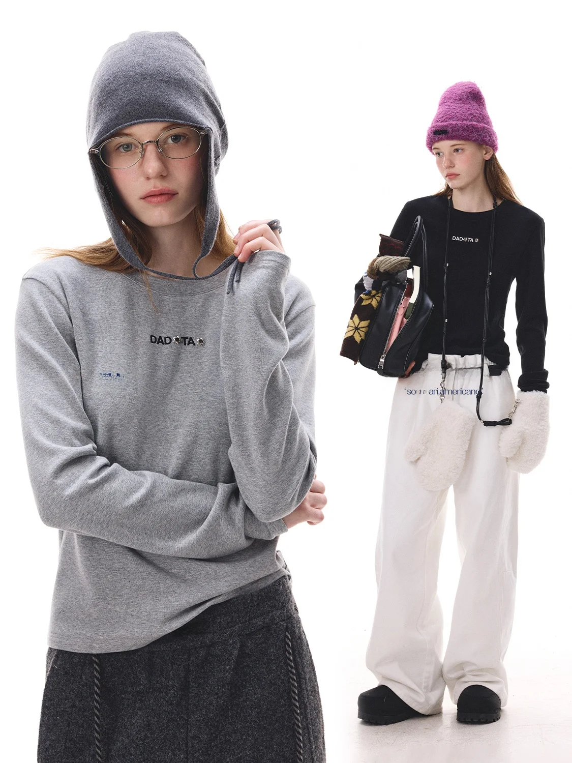 

JGGU Crystal Label DTA Women's Wool T-irt Embroidered Letter Simple Sle round Ne ort Sve Casual Faion