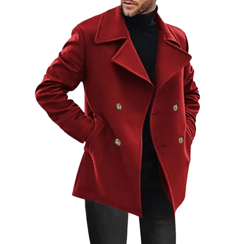 Winter Overcoat British Style Trench Casual Lapel Men\'s Jackets Solid Color Trench Coat Breasted Mens Clothing For Man Jacket