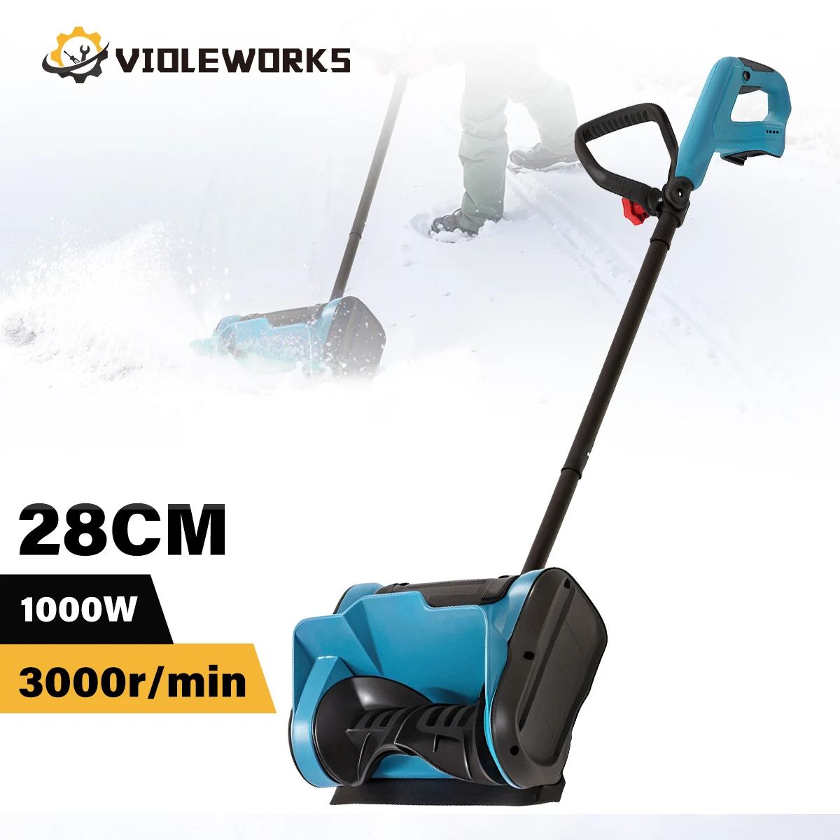 Electric Snowplow Cordless Electric Snow Sweeper Hand Push Snow Plow Household Snow Clearing Artifact for Courtyard Street