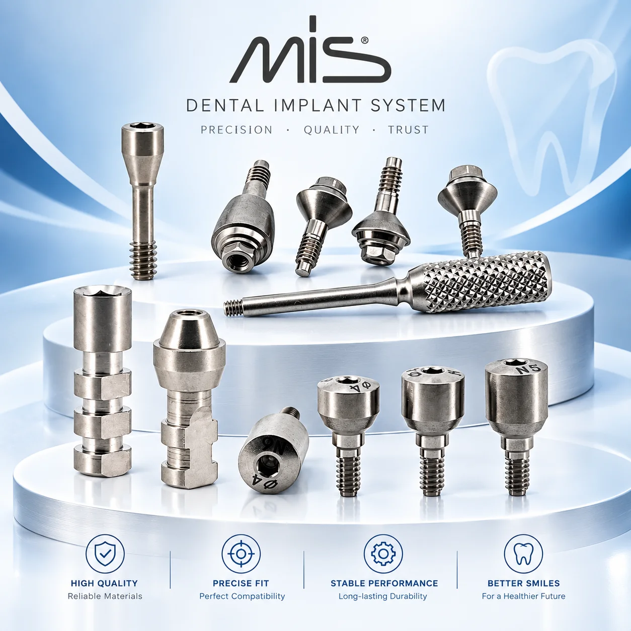 MIS System Dental Titanium Prosthetic Components, Healing Abutment, Multi-Unit Abutment, Ti-Base, Analog, Implant Screws Driver