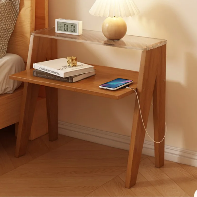 Luxury Bamboo Bedside Cabinet Modern Compact Nightstand with Storage Shelf Eco-Friendly Small Space