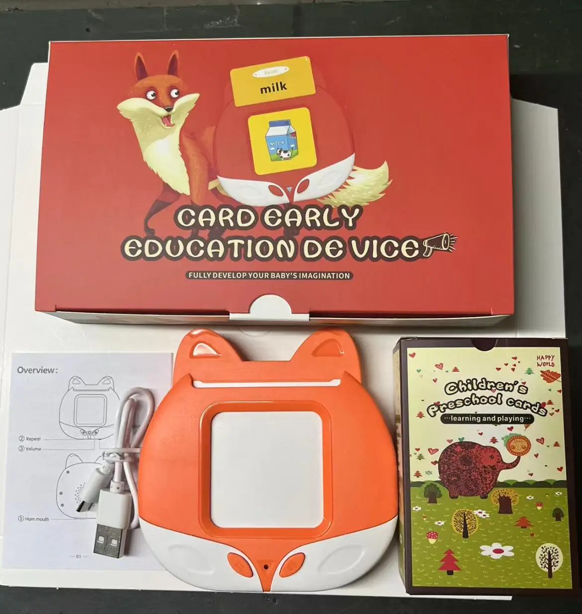 English children's educational enlightenment square teaching with sound card inserting machine early learning machine digital ca