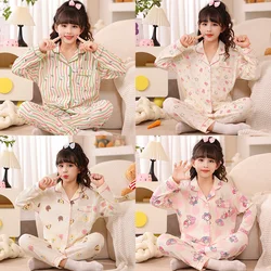 2024 Children Pajamas Sets Girls Autumn Pijamas Sweet Cute Long Sleeve Sleepwear Student Loungewear Home Clothing Christmas Gift