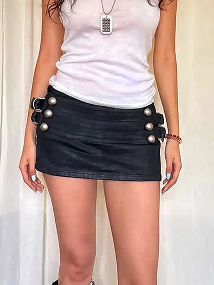 Sisterlinda Hottie Skirt Women Metal Ring Double-Breasted Tie-Dye Print Folds Sexy Midnight Fashion Music Festival Streetwear