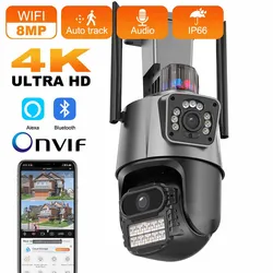 4K 8MP Dual Lens Dual Screen IP Camera Wifi Waterproof Color IR Night Vision Auto Tracking Wifi Surveillance Cameras ICSEE App