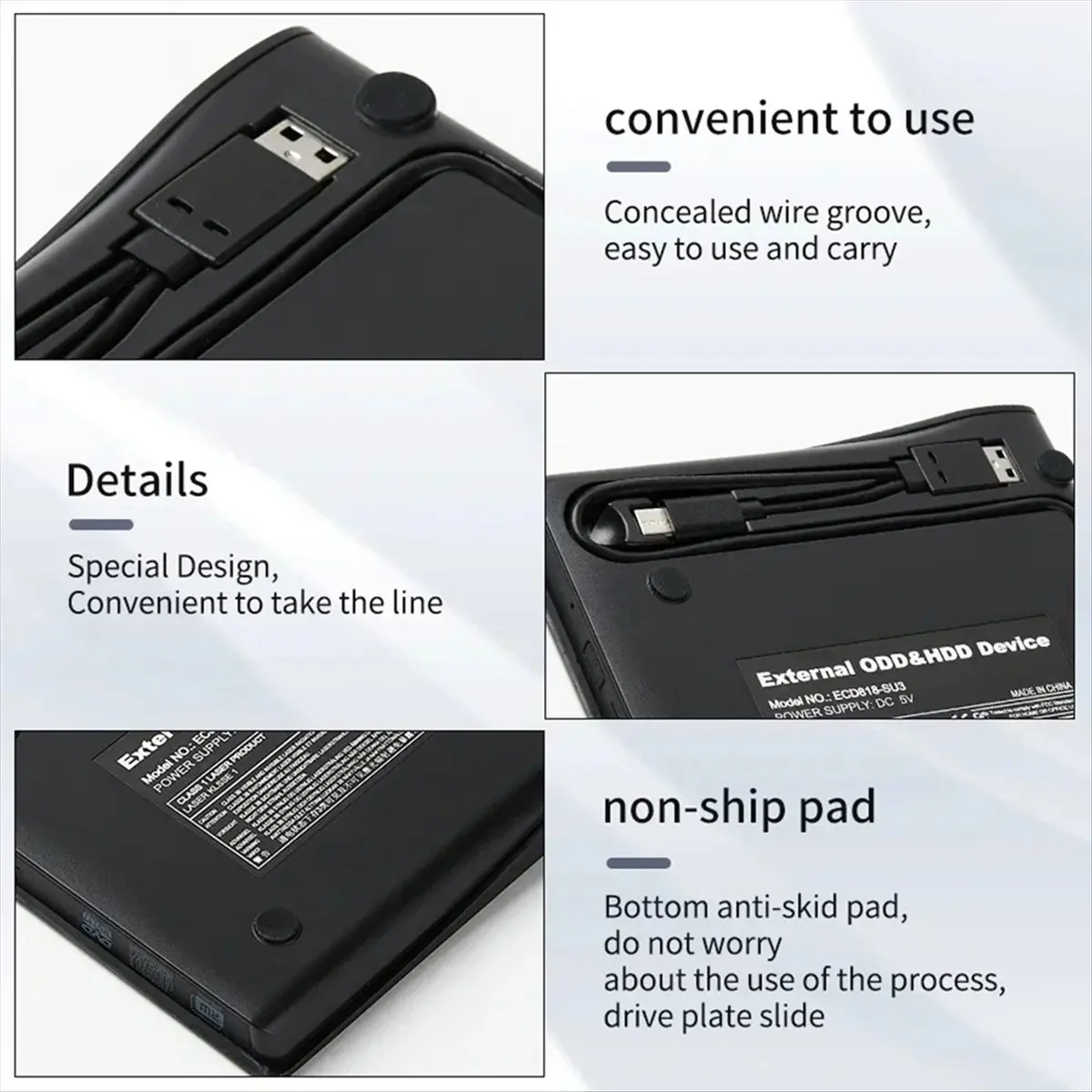 ♬◤Popular Style  ◥USB 3.0 Type-C DVD Burner 2-in-1 Slim External Recorder Portable CD-RW DVD-ROM Optical Drives Writer Reader Pl