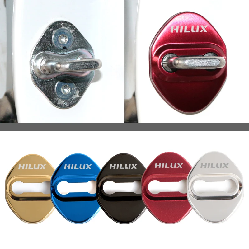 4 Uds cubierta de cerradura de puerta de coche pegatinas protectoras de cubierta de hebilla para Toyota Hilux surf vigo revo 2017 2018 Accesorios