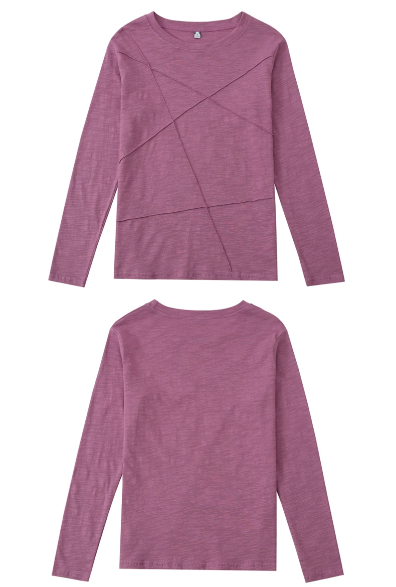 AOSSVIAO 2026 Frühling Langarm Damen O-Neck Bambus-Baumwoll-T-Shirt Elegantes, locker sitzendes geripptes Mode-T-Shirt Damen schlichte Oberteile – Detail 14