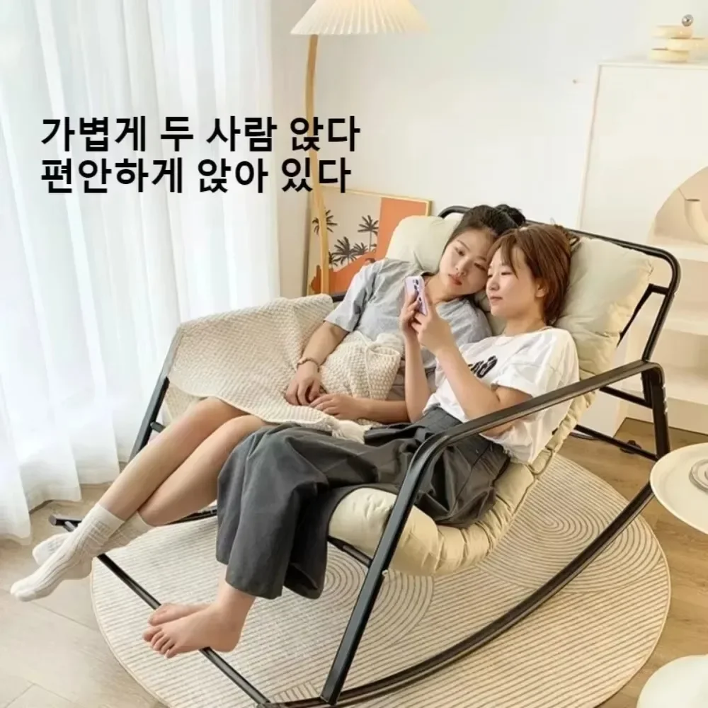 Rocking Chair Lazy Sofa Home Balcony Leisure Double Rocking Chair Outdoor Patio Sleepable or Lying Garden Modern Lounge Chairs image 2