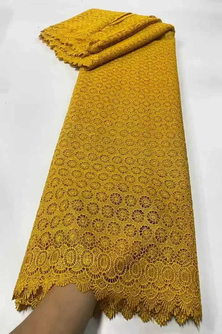 

Nigerian Lace Fabric 2025 High Quality Senegal Guipure Hot Sale 100%Cotton African Brocade Lace Fabrics Cord Lace Fabric SZ080