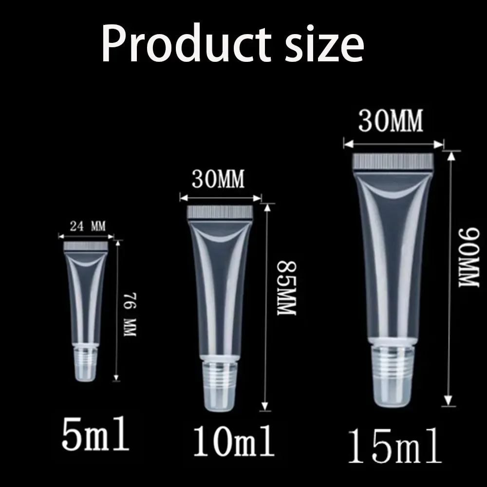 30PCS 5/10/15ML Empty Lip Gloss Balm Tubes Refillable Empty Clear Cosmetic Soft Tube DIY Lip Gloss Squeeze Cosmetics Containers