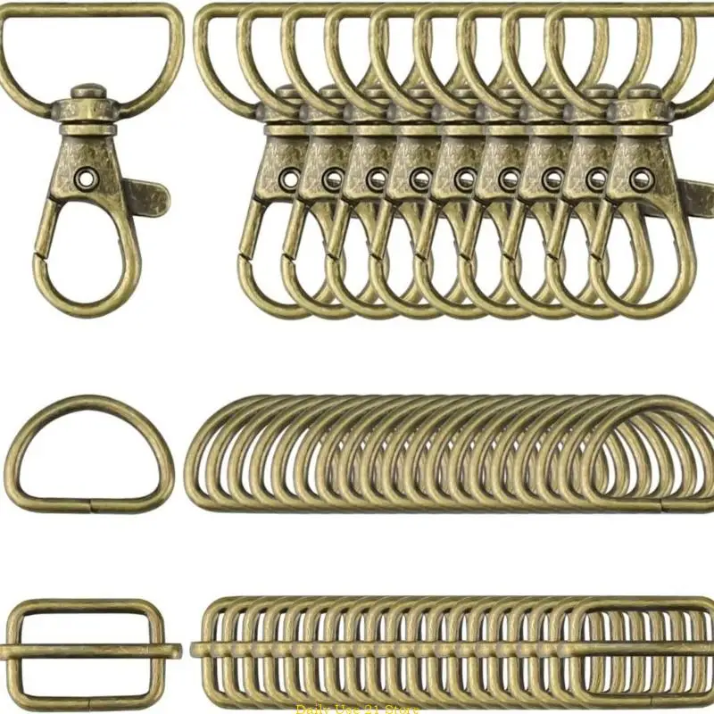 

50PCS Metal Drings Swivels Hook Triglide Slide Buckles