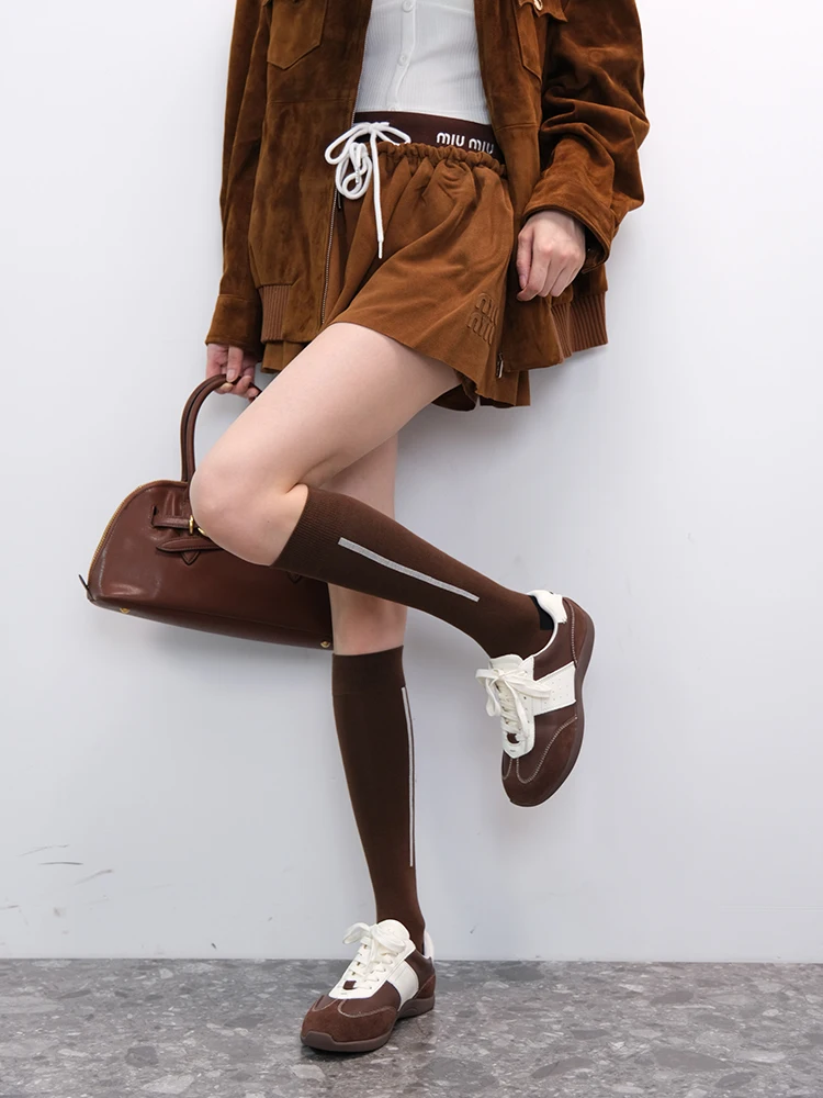 

2sd island"Leading the Way for Coffee！"Autumn Winter Trendy Fashion Niche Melard Coffee Sole Vertical Calf Socks