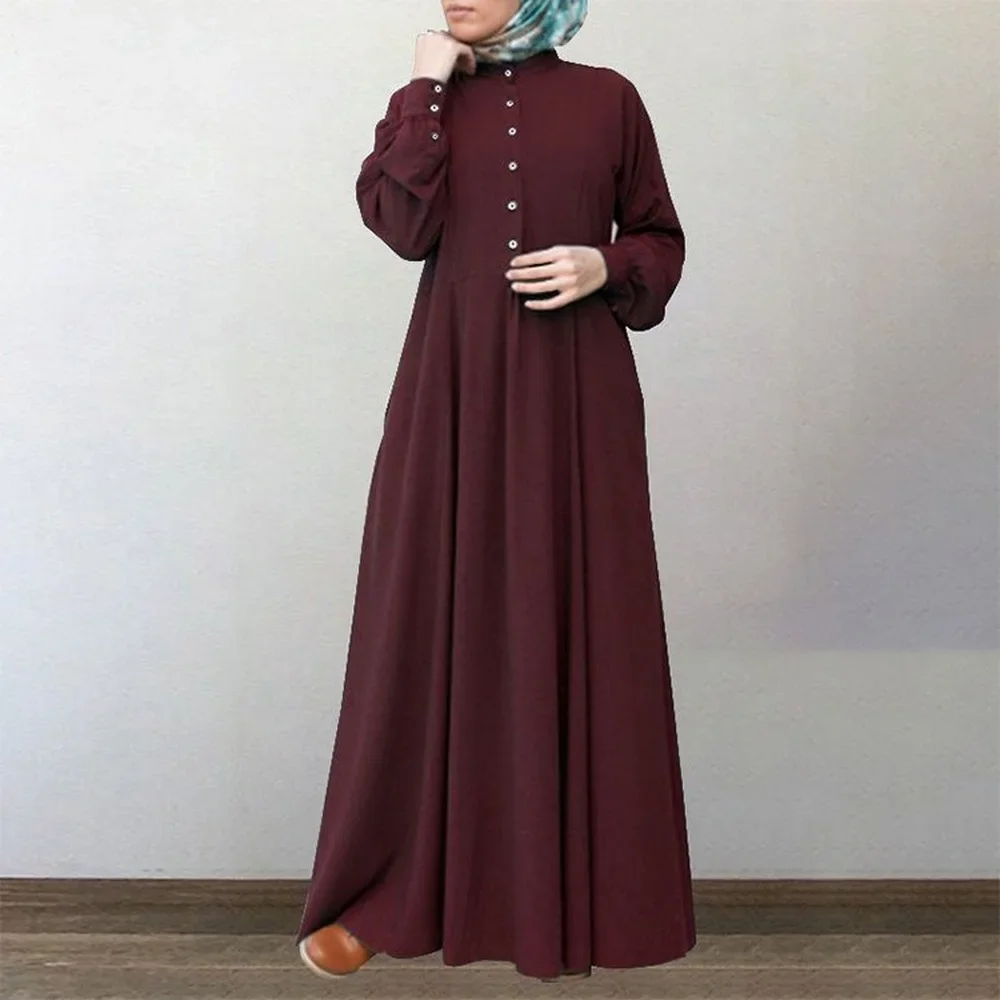 

2024 Casual Muslim Dress Women Abaya Long Sleeve Turkey Dubai Long Robe Clothes Ramadan Solid Kaftan Jilbab Vestido Hijab Dress