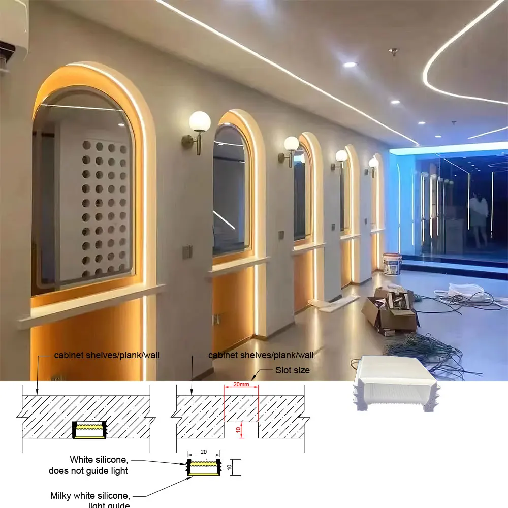 Flexible Silica Gel Covering LED Neon Strip Light Waterproof IP67 Embedded for Home Decor Cuttable Bendable