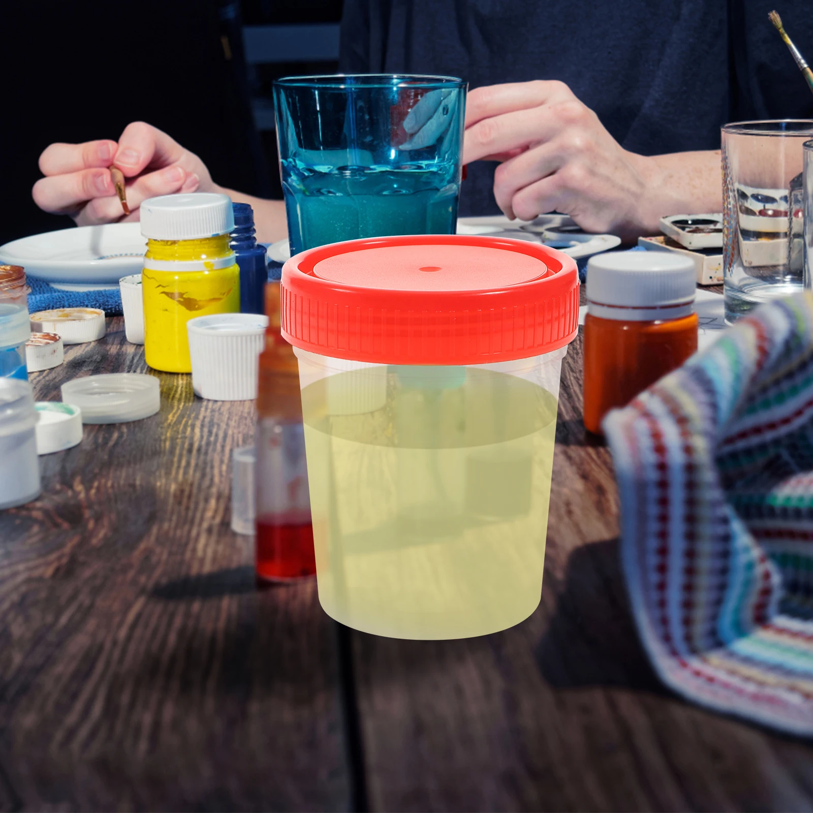 10pcs Urine Cup Specimen Container Clear Plastic Spiral Lid for Lab Test Sample Collection Liquid Container Hospital #3