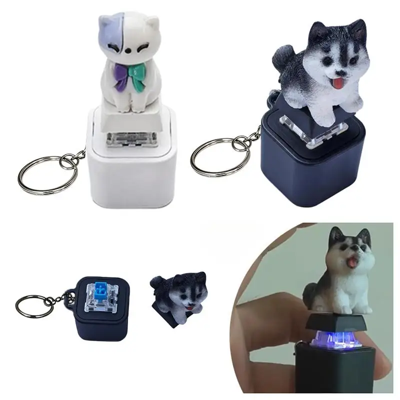 Stress Relief Pet Training Clicker Rechargeable Keychain with LED Fidget Sound for Dog Cat Use