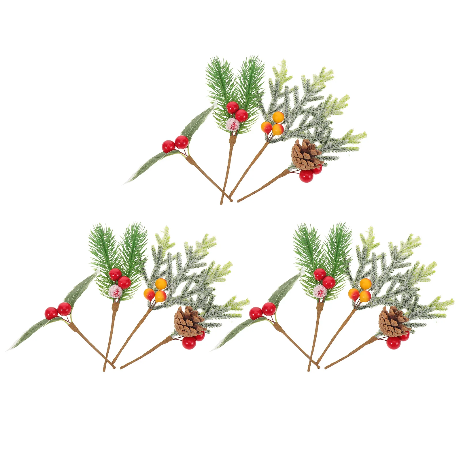 

12Pcs Mini Artificial Pine Picks Pine Cone Berry Spray Christmas Tree Picks Faux Red Berries Festive Table Settings