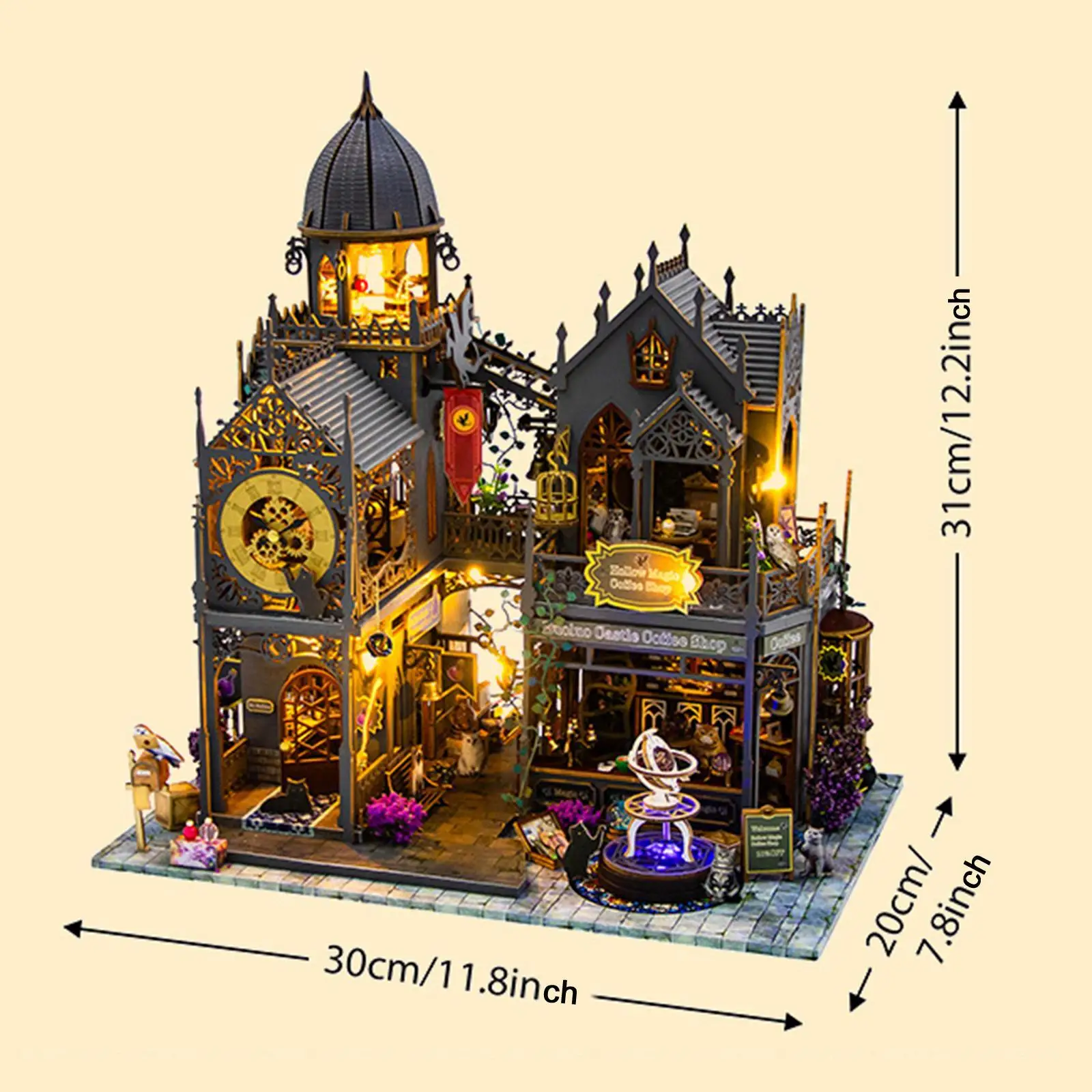 Kit de casa de boneca DIY Acessórios para casa de boneca Modelo de construção retrô europeu com