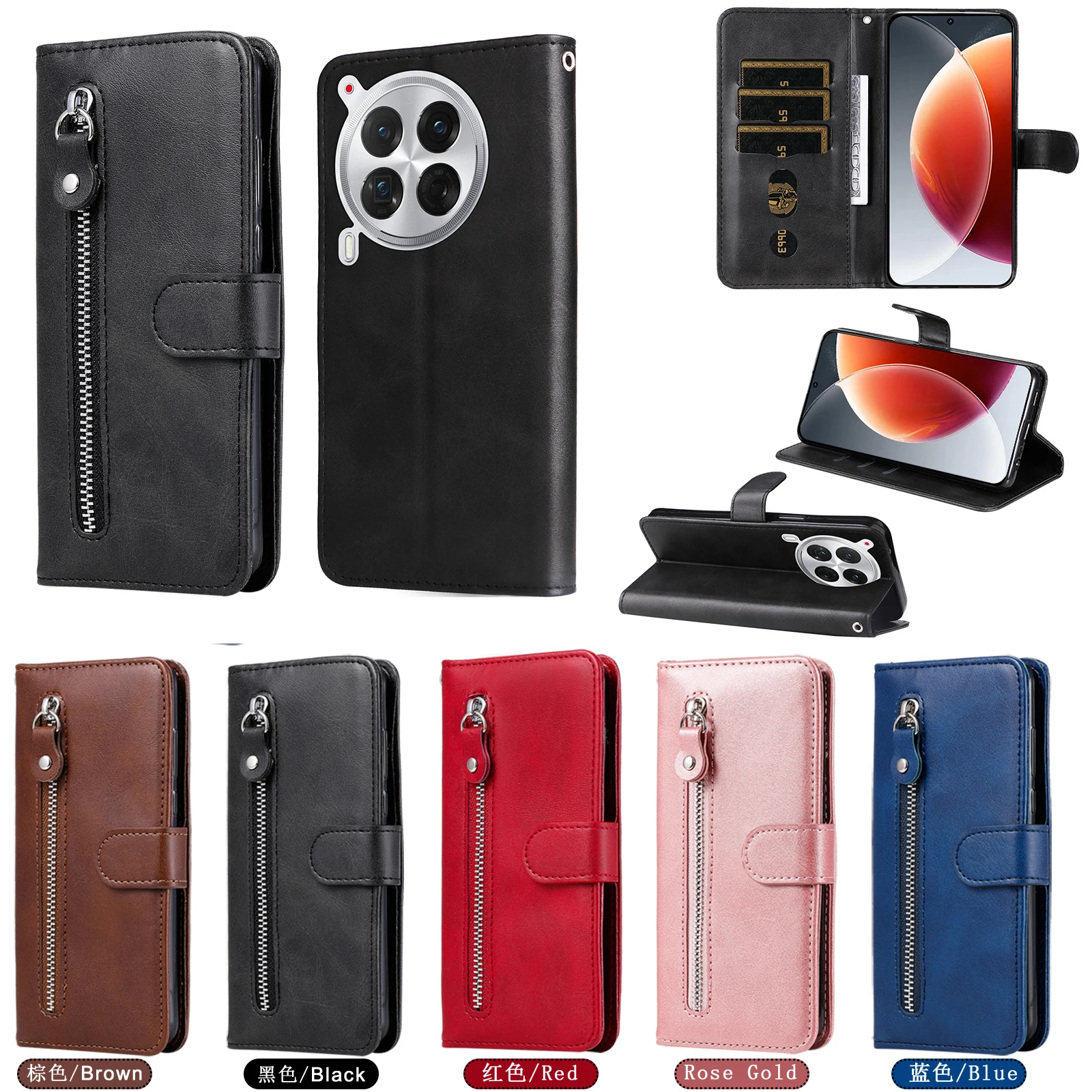 For infinix CAMON 30 Premier 4G/5G Luxury Zipper Leather Case Flip Retro Wallet Book Holder Full Cover On CAMON30 PRO Phone Bags