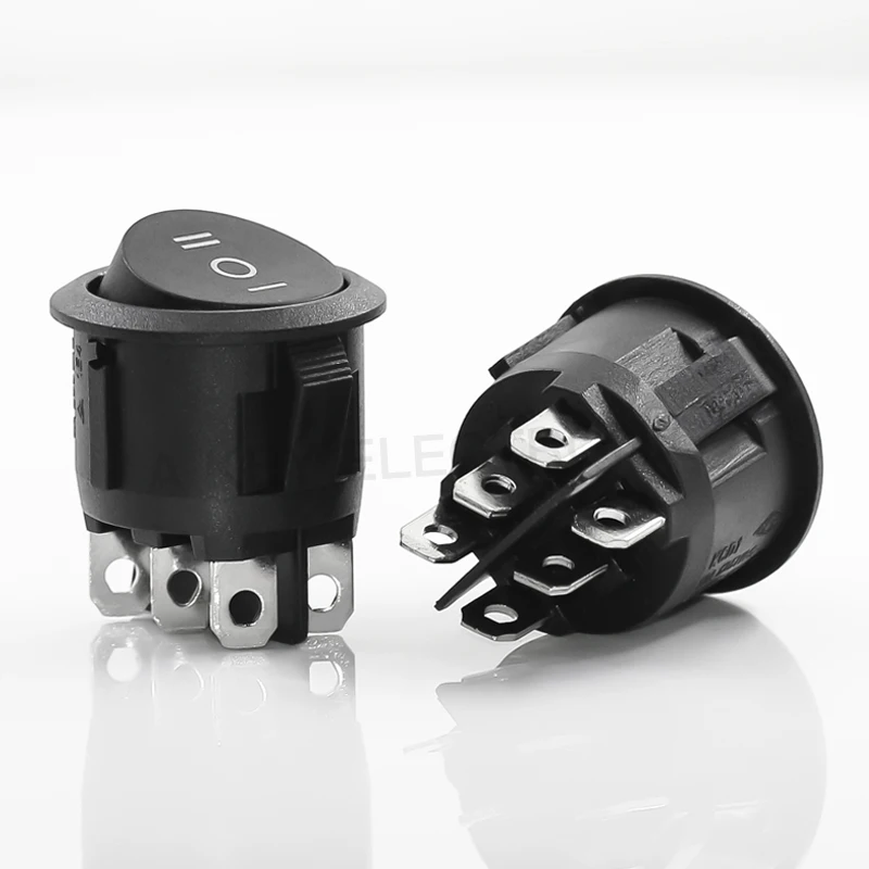 KCD1-206 three position six pin round rocker ship type switch thumb button power switch opening 2