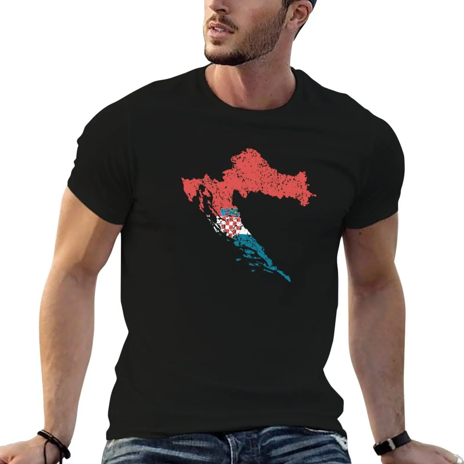 

Country Croatia Flag shirts man T-Shirt cotton man t shirt for t summer Map