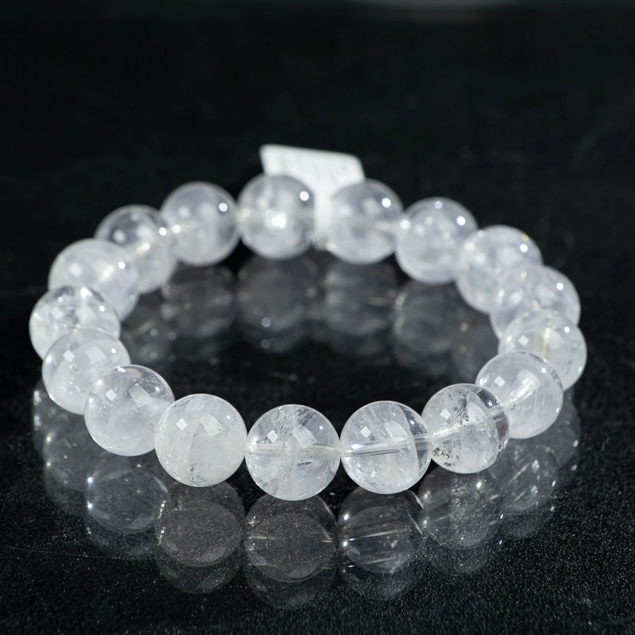 

TIMESWIND Authentic Energy 7A-type Crystal White 12mm Round Beaded Bless Women Fashion Jewelry Bracelet with Certificate