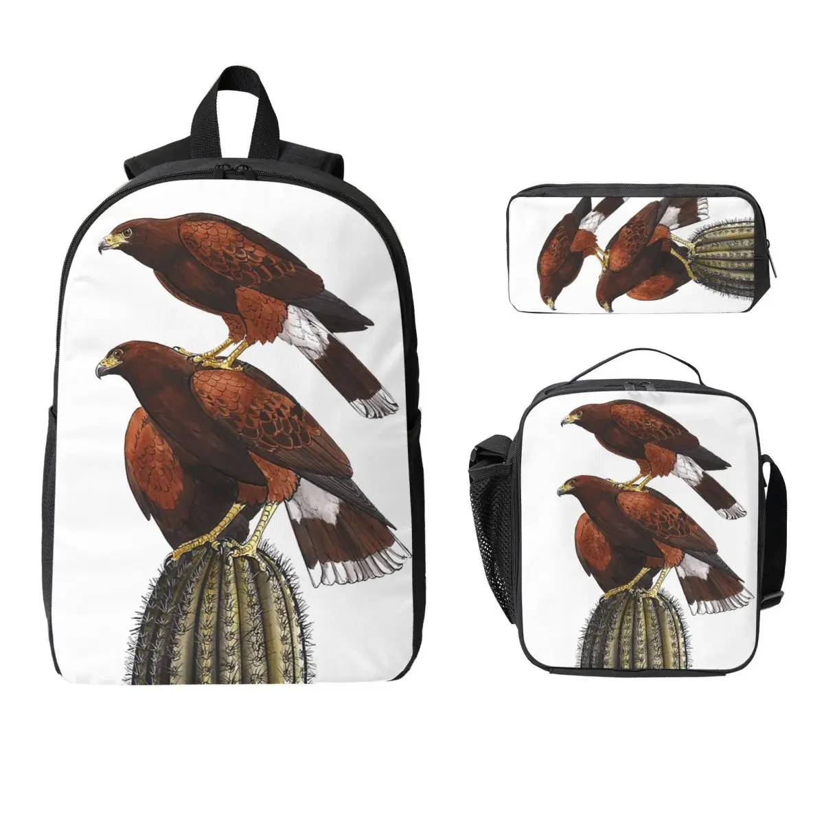 

Harris Hawk Stack Backpack Student Boys Girls BookBag School Bag Laptop Shoulder Bags 3ps Insulated Lunch Bag Pencil Case